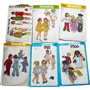 Simplicity Butterick Vintage Sewing Patterns Lot 6 Toddler Child Sz 3 4 60s 70s